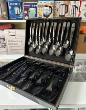 set de cubiertos negro caja de lujo x 24 piezas