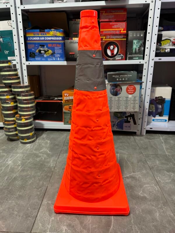 cono vial 70 cm plegable cinta reflectiva
